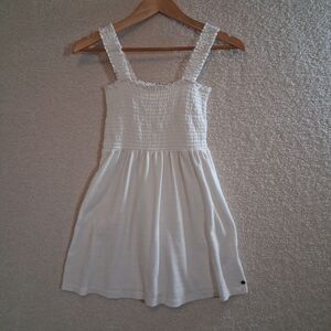 Smocked Tank Top Tunic Rib Knit Sz S Y2k Summer Beach Minimalist Cruise Resort